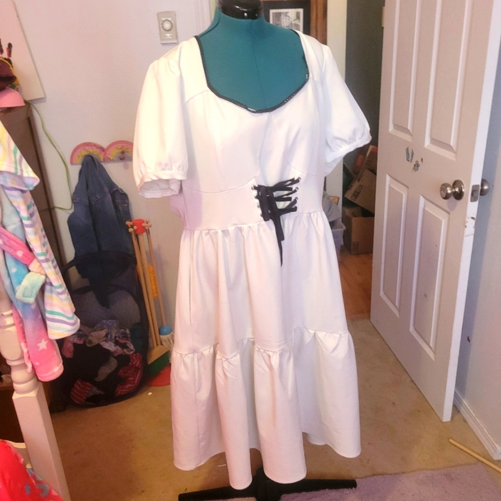 Thorn and Fable cottage core dress white 4x